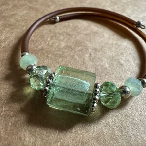 Sea Glass Green Raw Crystal Bracelet